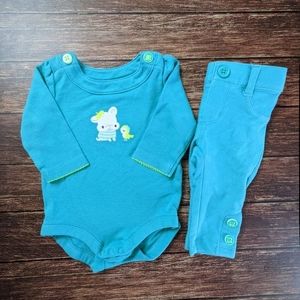 Gymboree French Dog Bird Outfit Shirt Pants Green